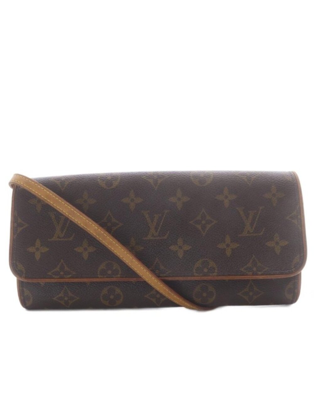 Louis Vuitton Monogram Pochette Twin GM Shoulder Bag Brown